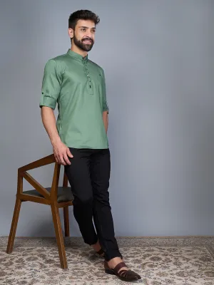 Ethnic/Casual Light Green Short Silk Kurta