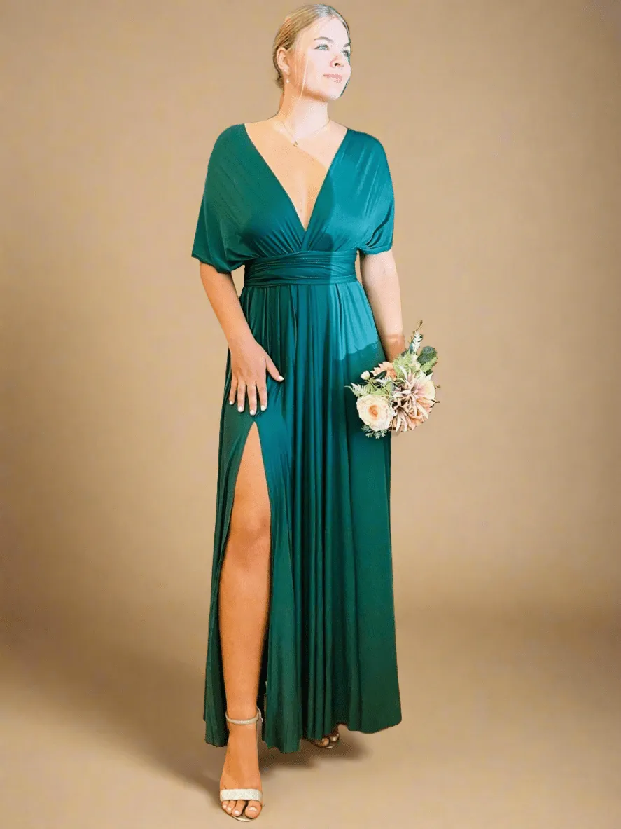 Ever Green convertible Infinity dress with split Express NZ wide