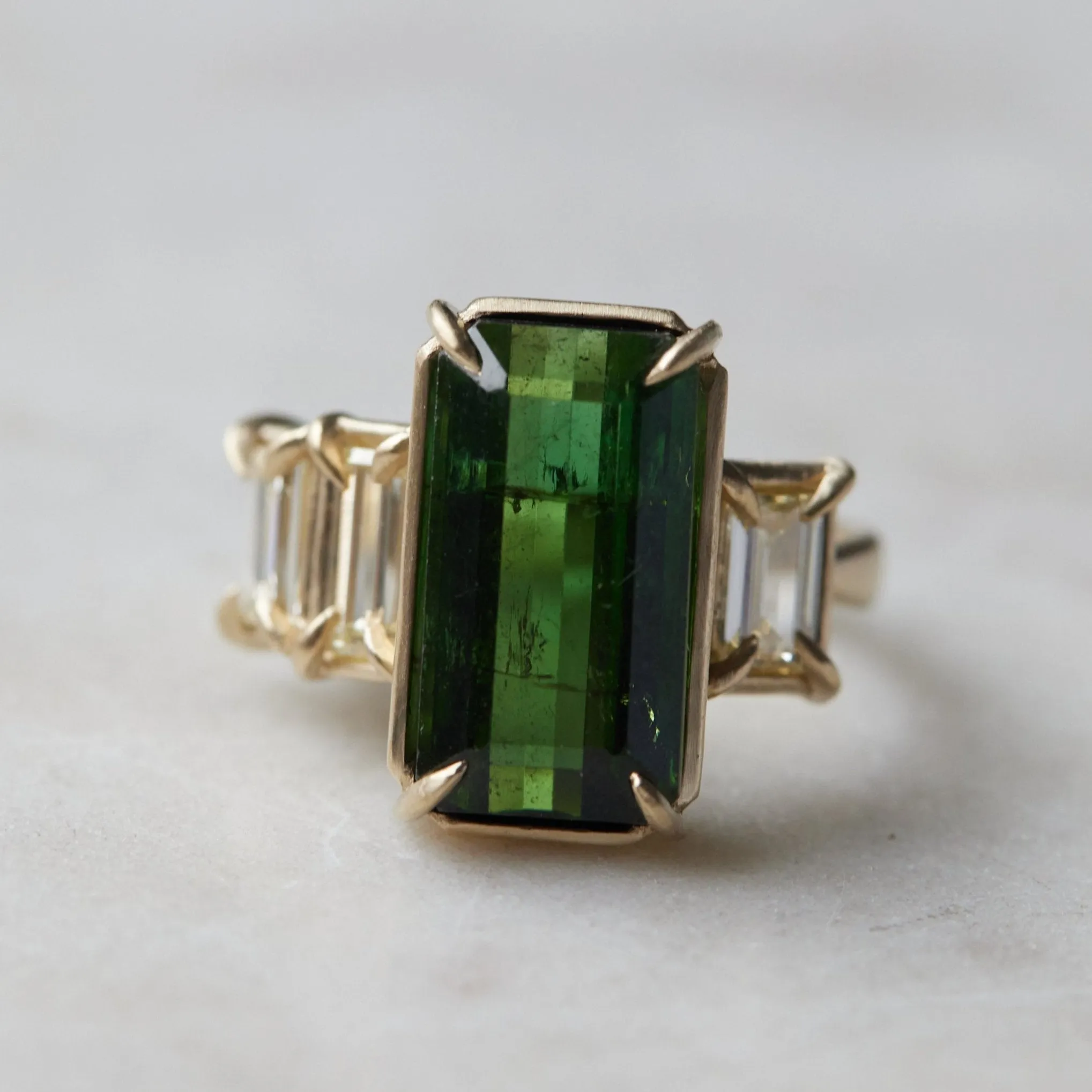 Evergreen Vow Tourmaline   Diamond Vanity Ring