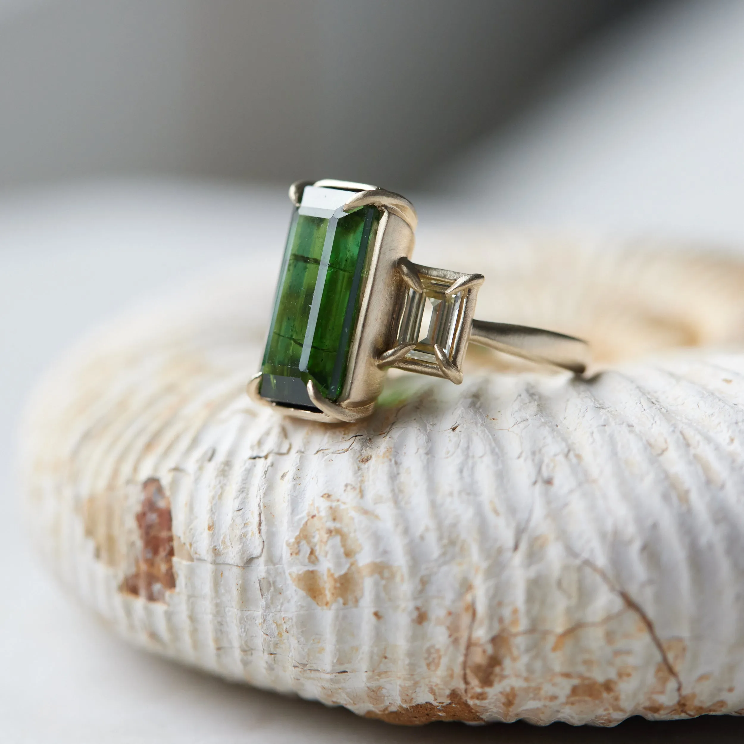 Evergreen Vow Tourmaline   Diamond Vanity Ring