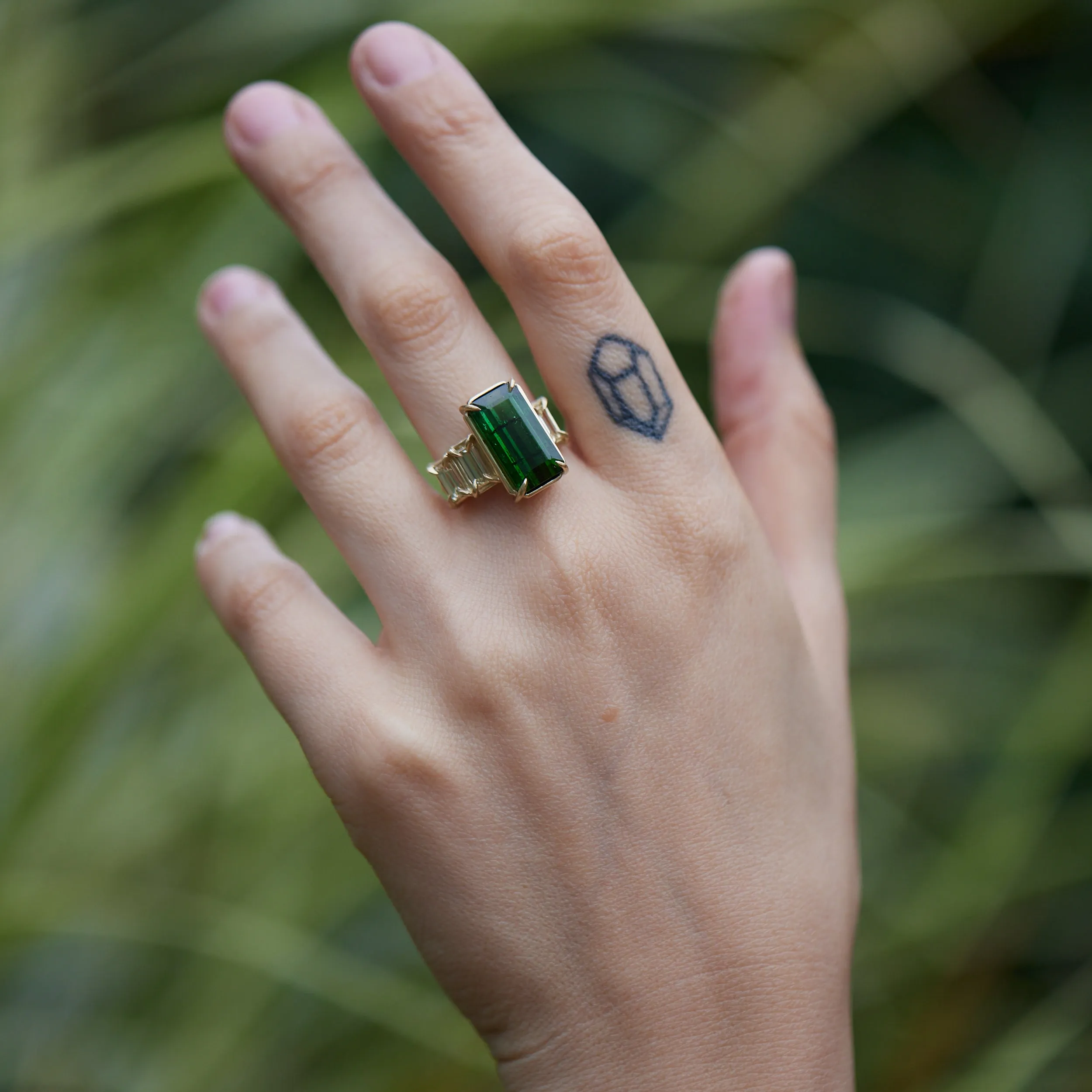 Evergreen Vow Tourmaline   Diamond Vanity Ring