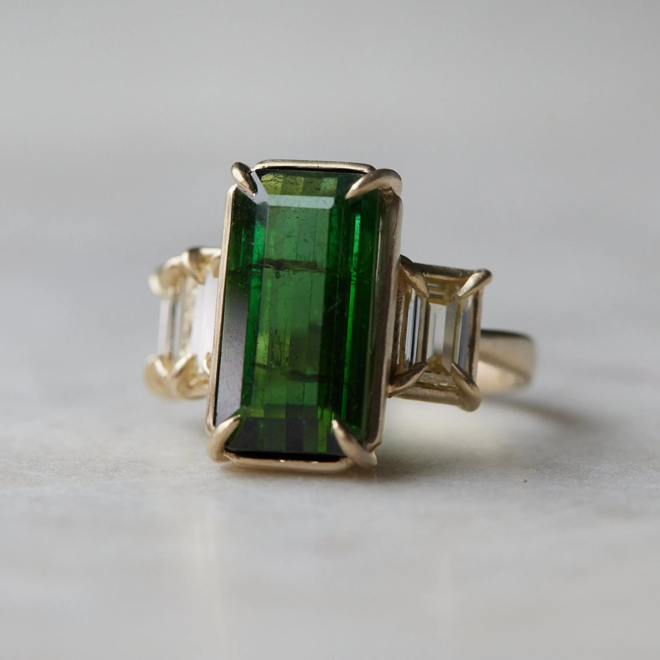 Evergreen Vow Tourmaline   Diamond Vanity Ring