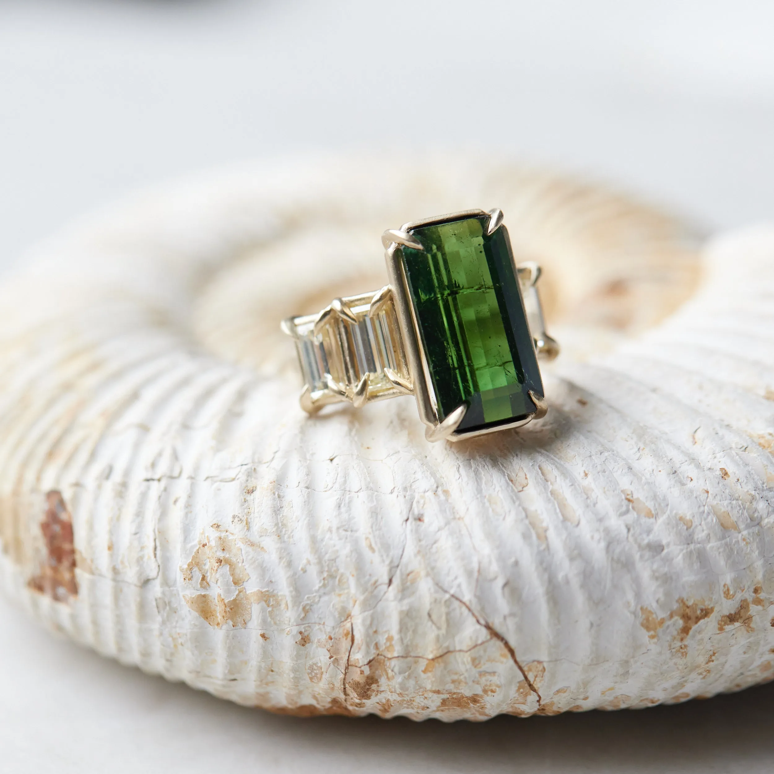 Evergreen Vow Tourmaline   Diamond Vanity Ring