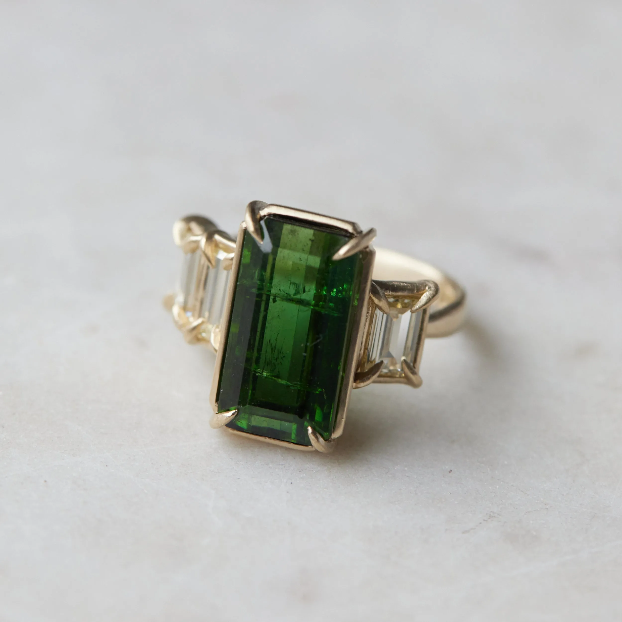 Evergreen Vow Tourmaline   Diamond Vanity Ring