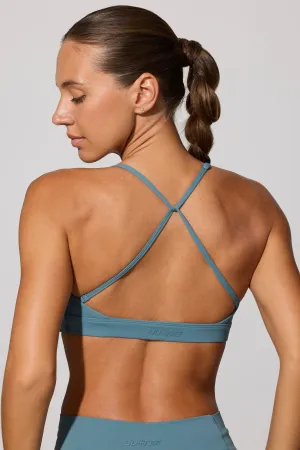 Evolve - Multiway Twist Front Sports Bra in Slate Blue