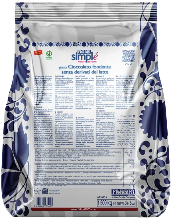 Fabbri Simple Dark Chocolate SDL - Simple One Step Pastes and Powders - 10 x 1.5 KG - Fabbri Canada