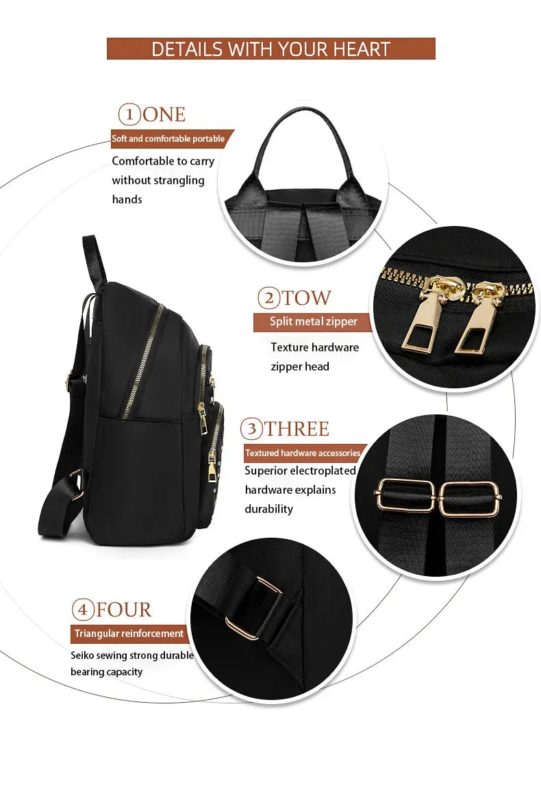 Fashion Bagpack Women High Quality Nylon Backpacks Female Big Travel Back Pack Large School Bags for Teenage Girls Shoulder Bag