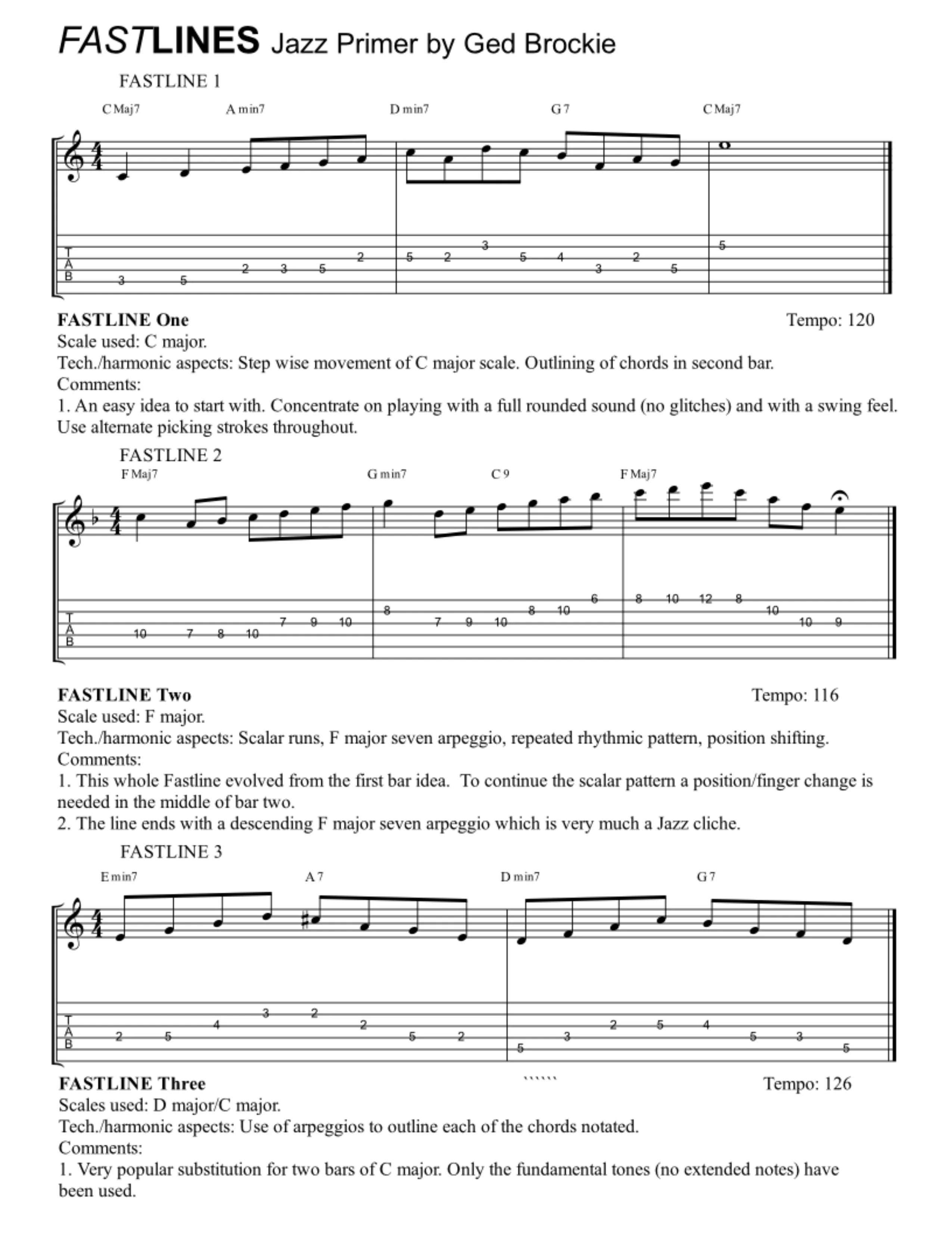Fastlines Jazz Guitar Method Primer - WIRE BOUND VERSION