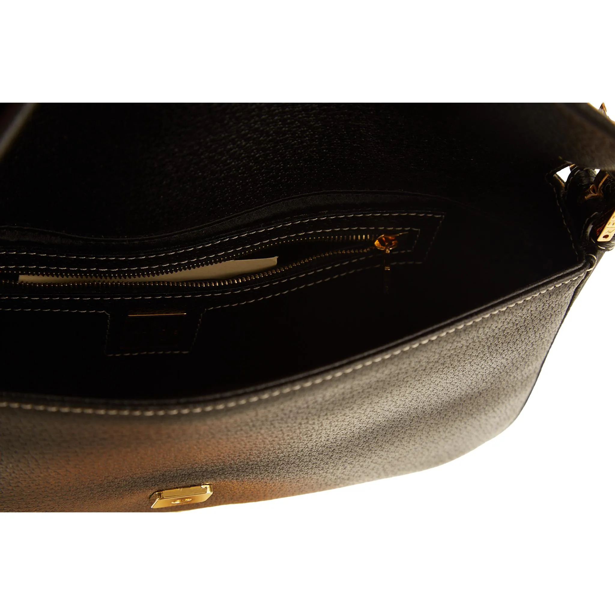 Fendi Black Leather Baguette