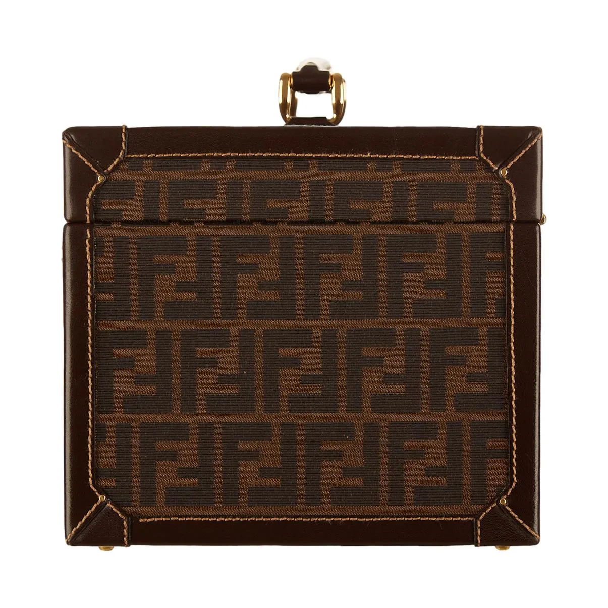 Fendi Brown Logo Jumbo Vanity Bag