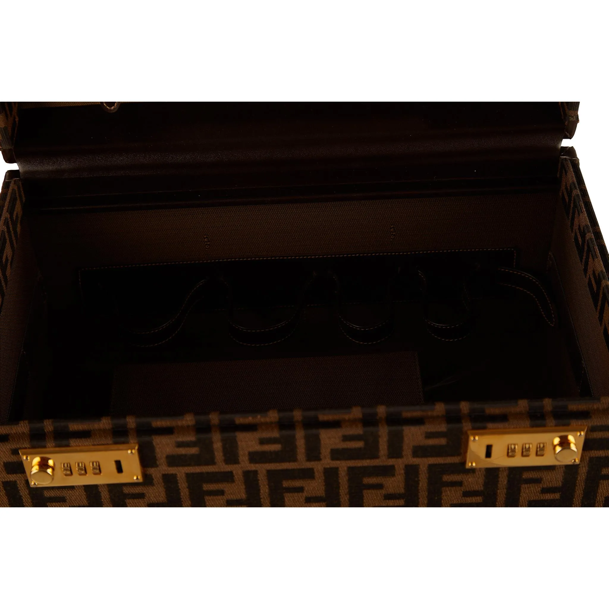 Fendi Brown Logo Jumbo Vanity Bag