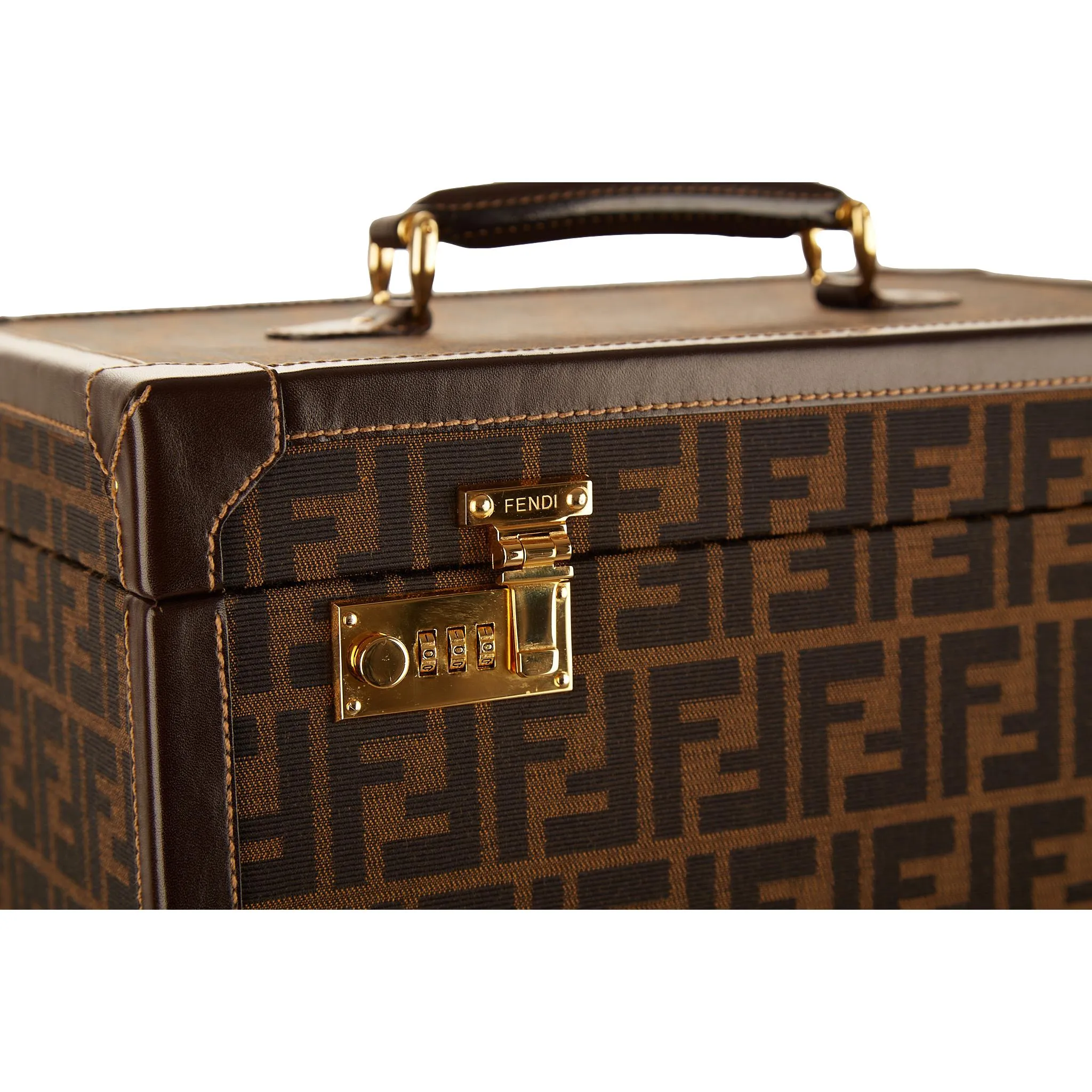 Fendi Brown Logo Jumbo Vanity Bag