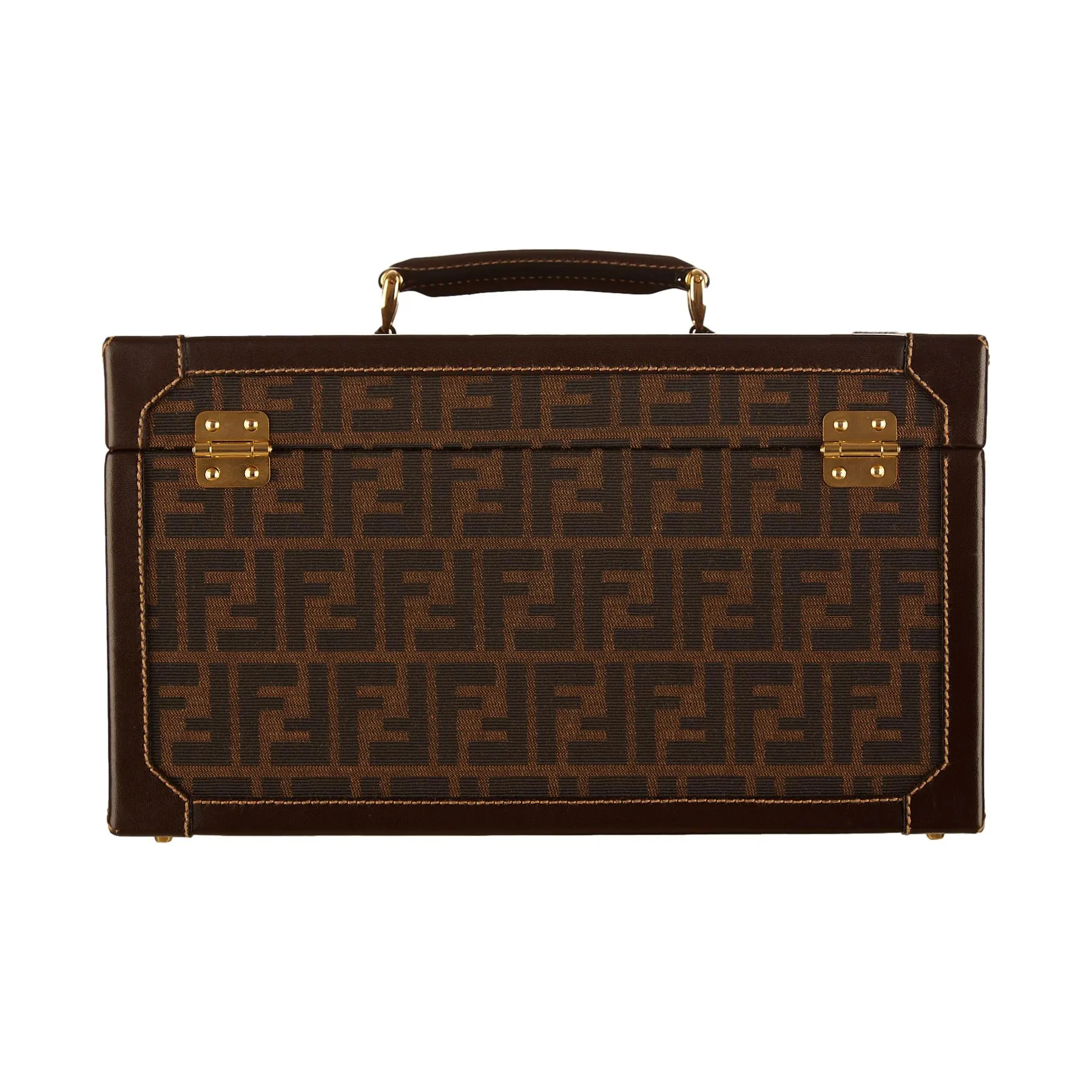 Fendi Brown Logo Jumbo Vanity Bag