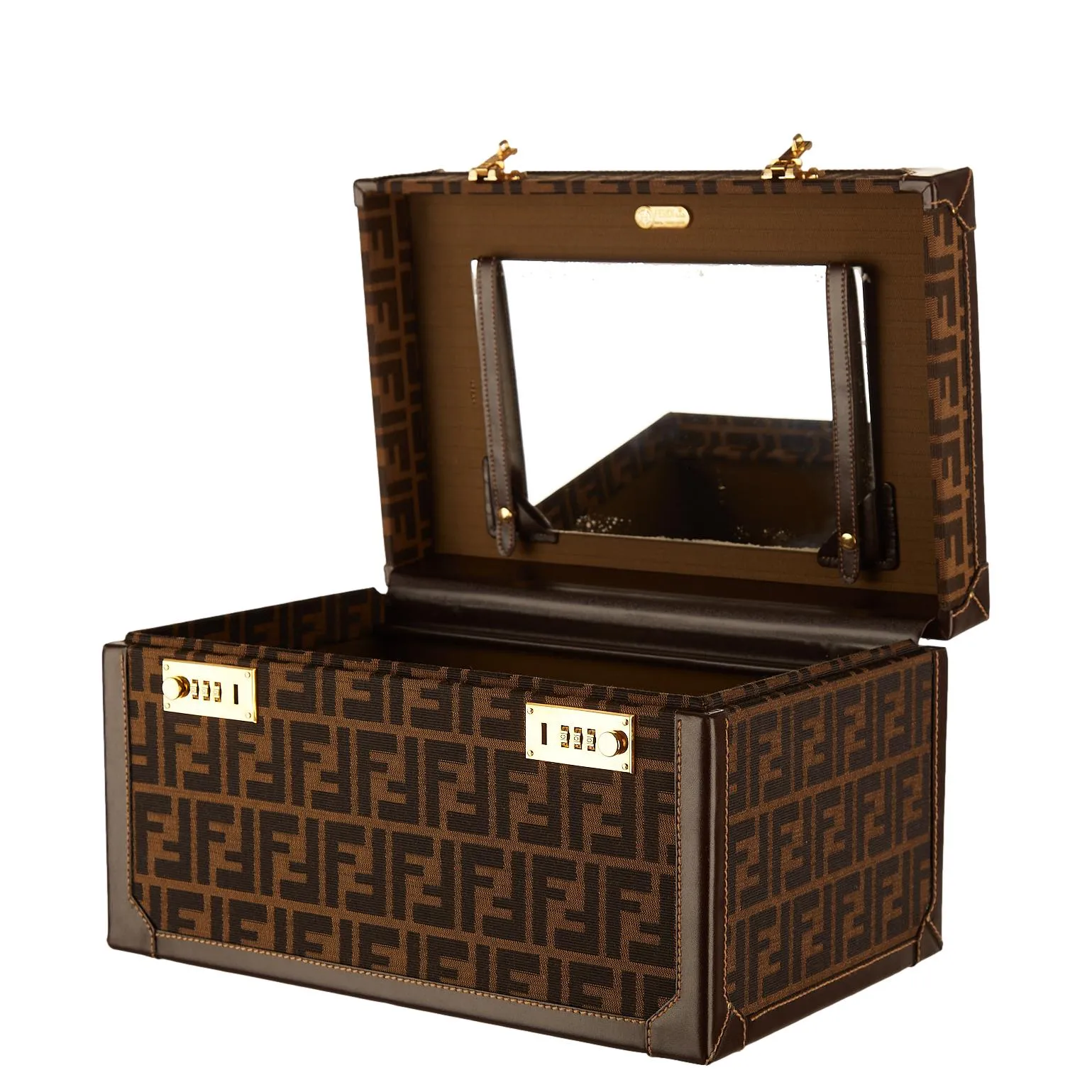 Fendi Brown Logo Jumbo Vanity Bag