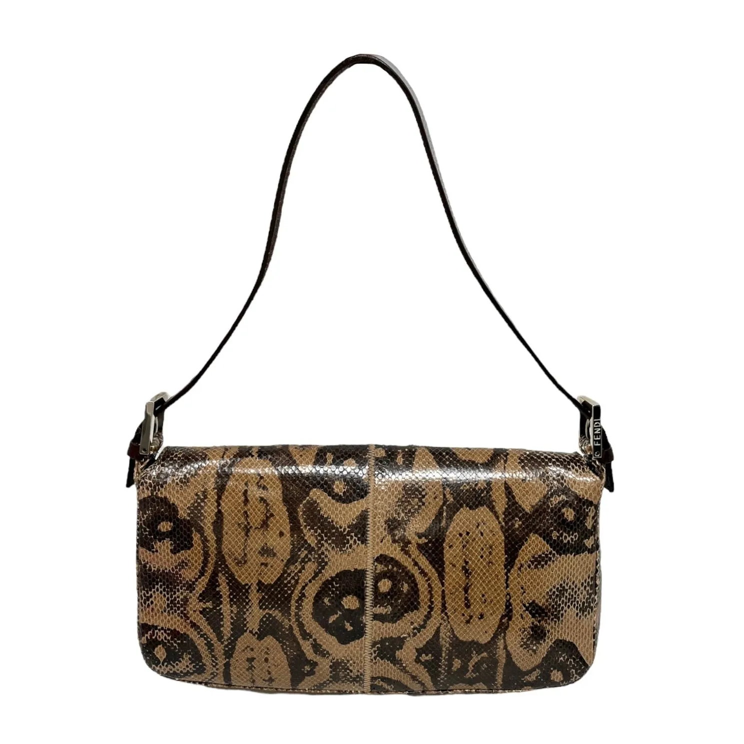 Fendi Brown Snakeskin Print Baguette