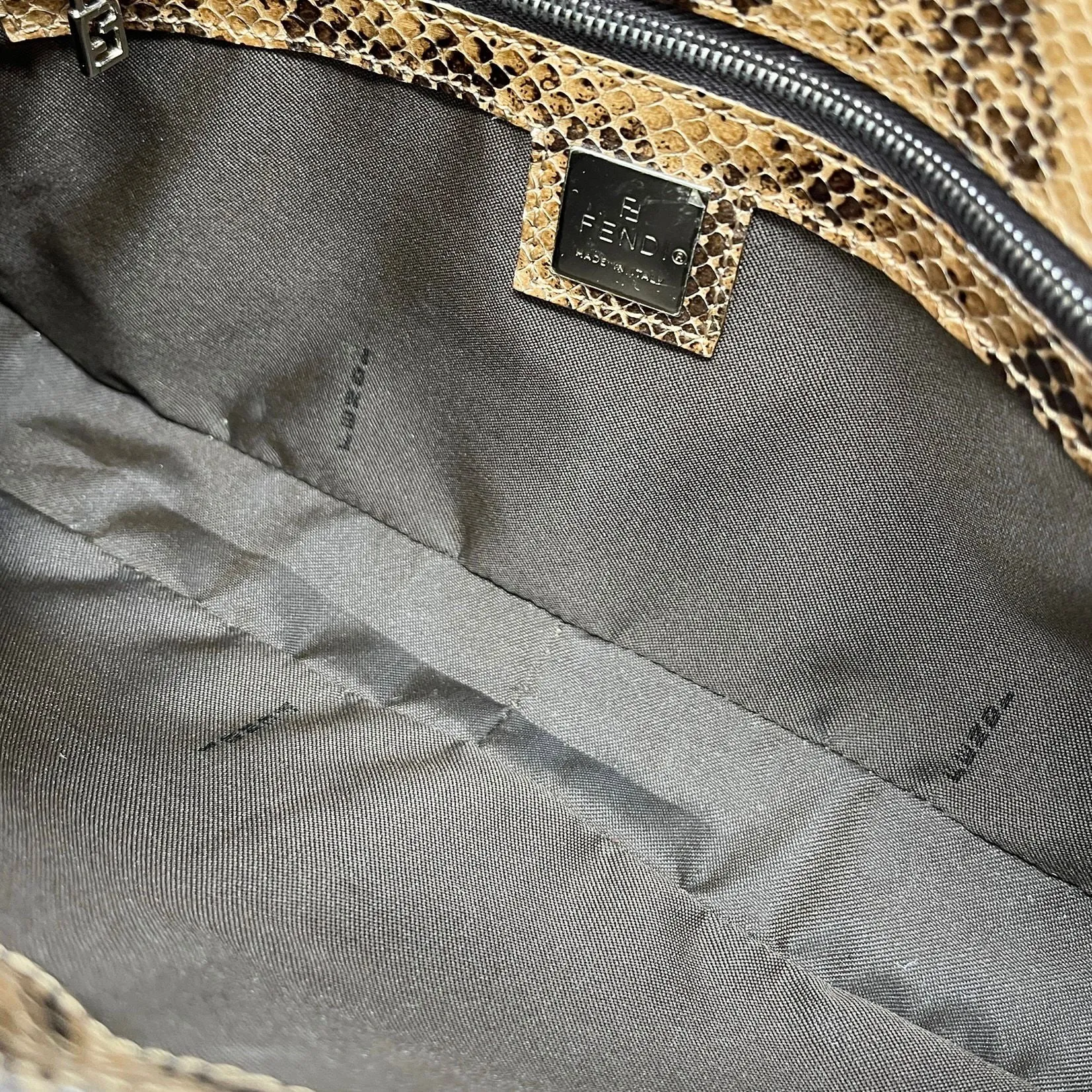 Fendi Brown Snakeskin Print Baguette