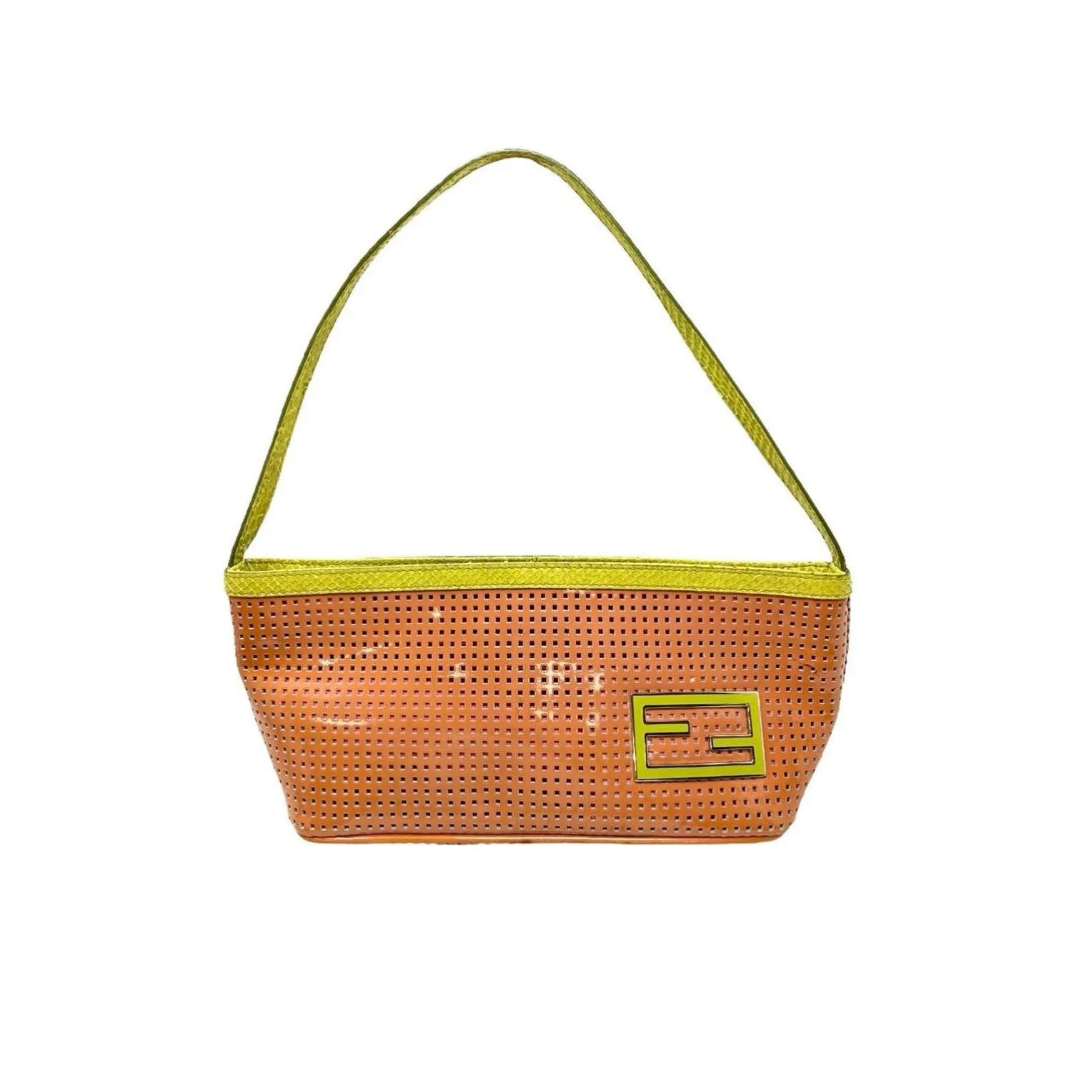 Fendi Orange Perforated Shoulder Bag