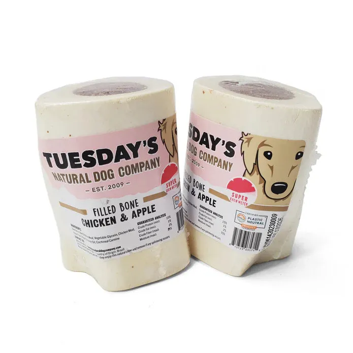 Filled Bone 3" and 5" Tough Dog Chews in a variety of flavors