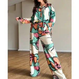 Floral Printed Wide Leg Set
