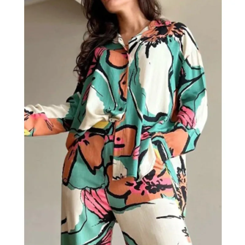 Floral Printed Wide Leg Set