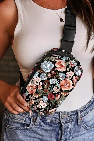 Floral Zipper Crossbody Bag