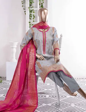 FM-1B - Ethnic Tales | 3 Pc Unstitched Gold Printed Lawn Dress