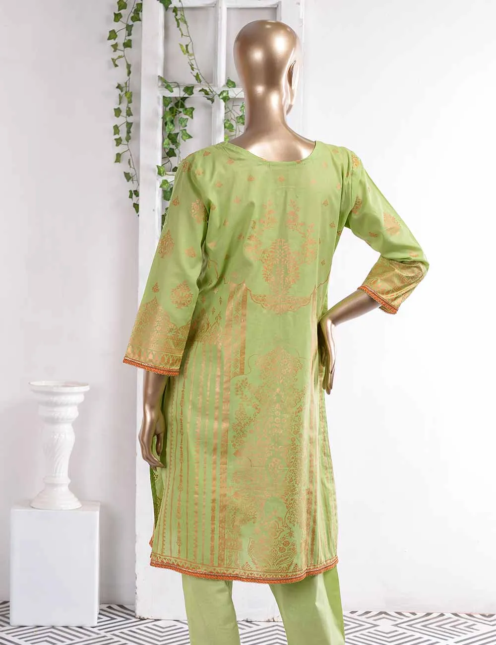 FM-1C - Ethnic Tales | 3 Pc Unstitched Gold Printed Lawn Dress