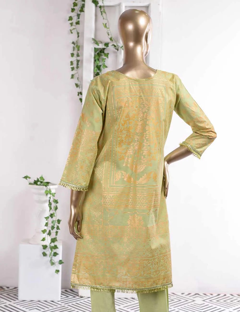 FM-2C - Cherry Blossom | 3 Pc Unstitched Gold Printed Lawn Dress