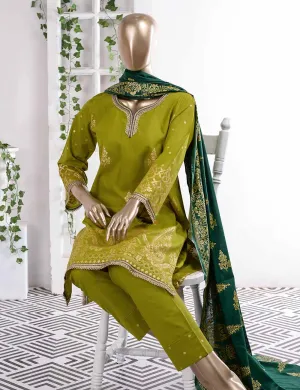 FM-3B - Prairie | 3 Pc Unstitched Gold Printed Lawn Dress