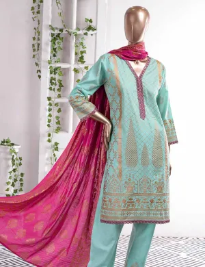FM-6C - Elegancia | 3 Pc Unstitched Gold Printed Lawn Dress