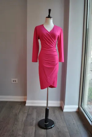 FUCHSIA SIMPLE DRESS WITH RUSHING