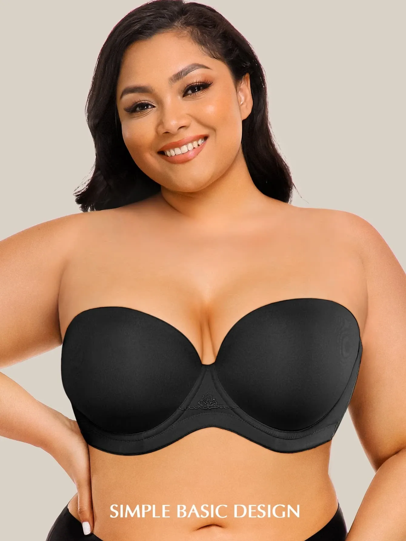 Full Figure Strapless Underwire Multiway Contour Bra Black