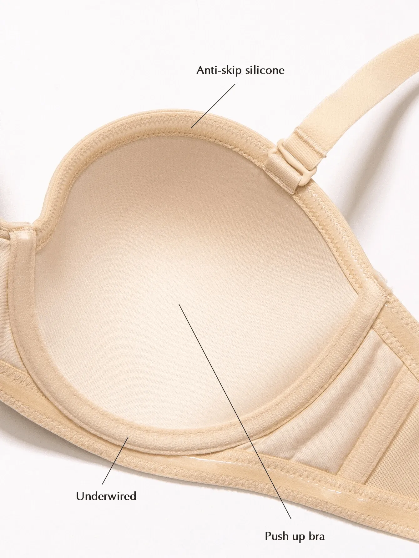 Full Figure Strapless Underwire Multiway Contour Bra Nude