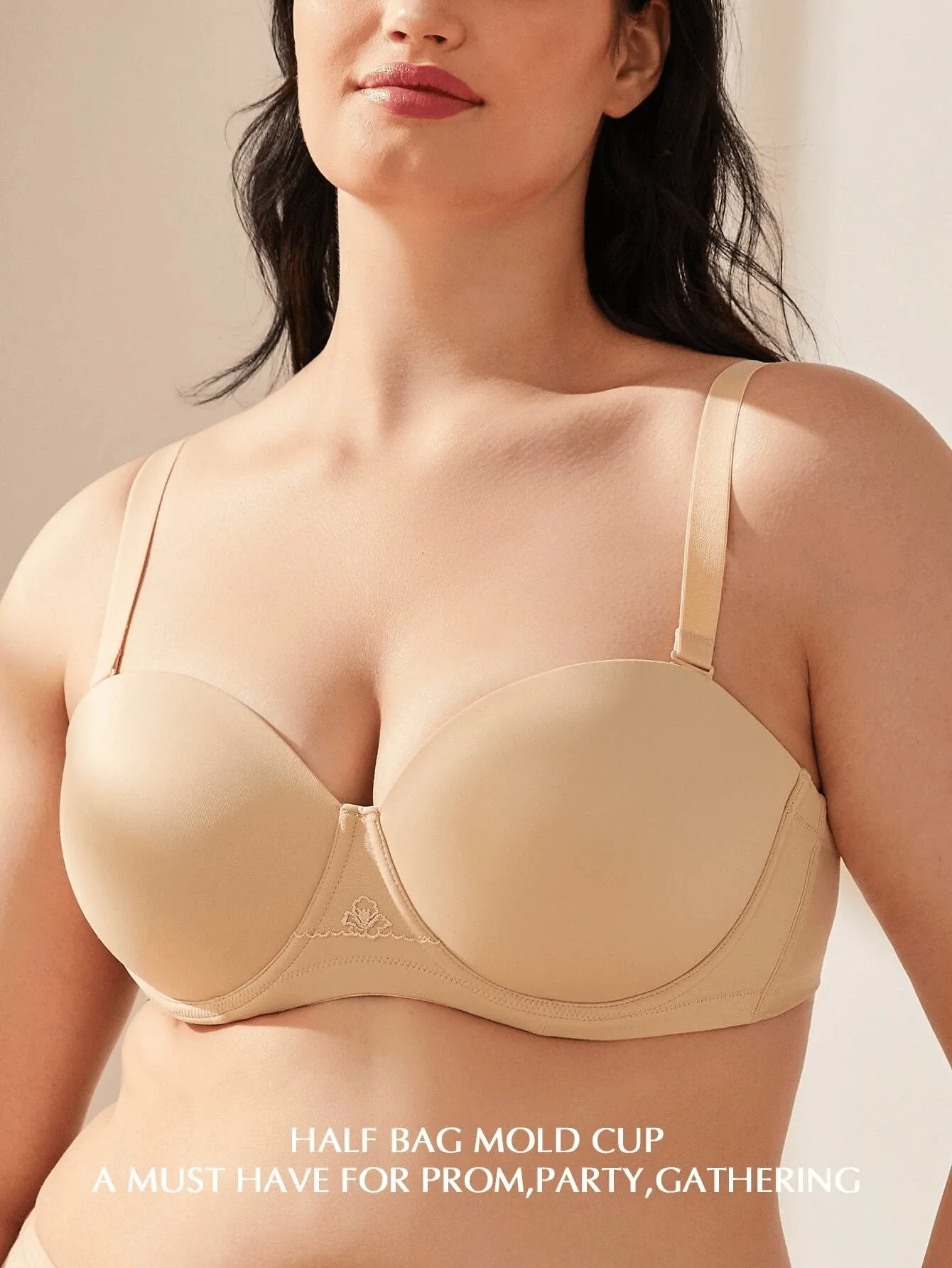 Full Figure Strapless Underwire Multiway Contour Bra Nude