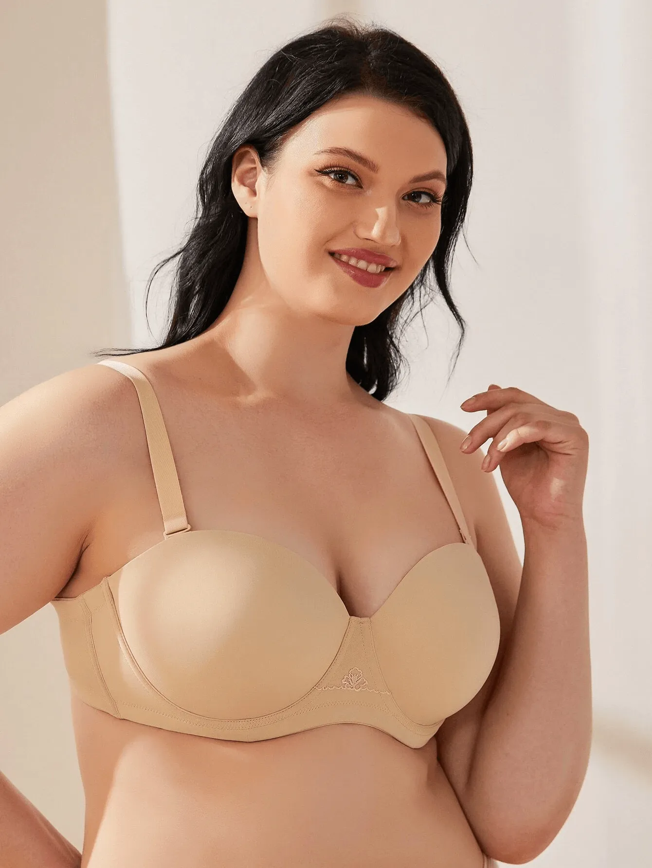 Full Figure Strapless Underwire Multiway Contour Bra Nude