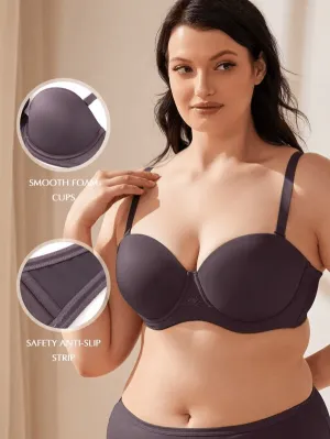 Full Figure Strapless Underwire Multiway Contour Bra Purple