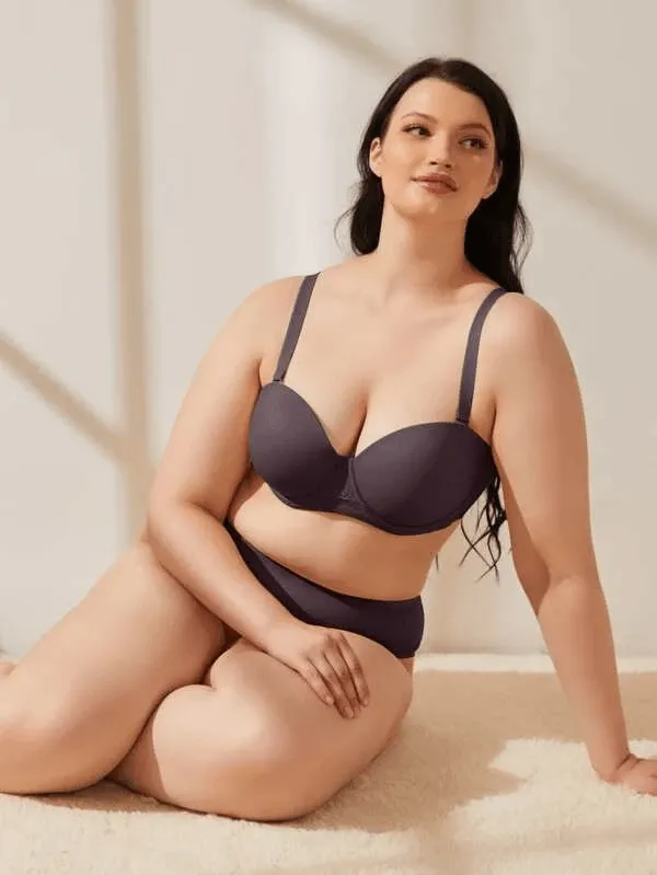 Full Figure Strapless Underwire Multiway Contour Bra Purple