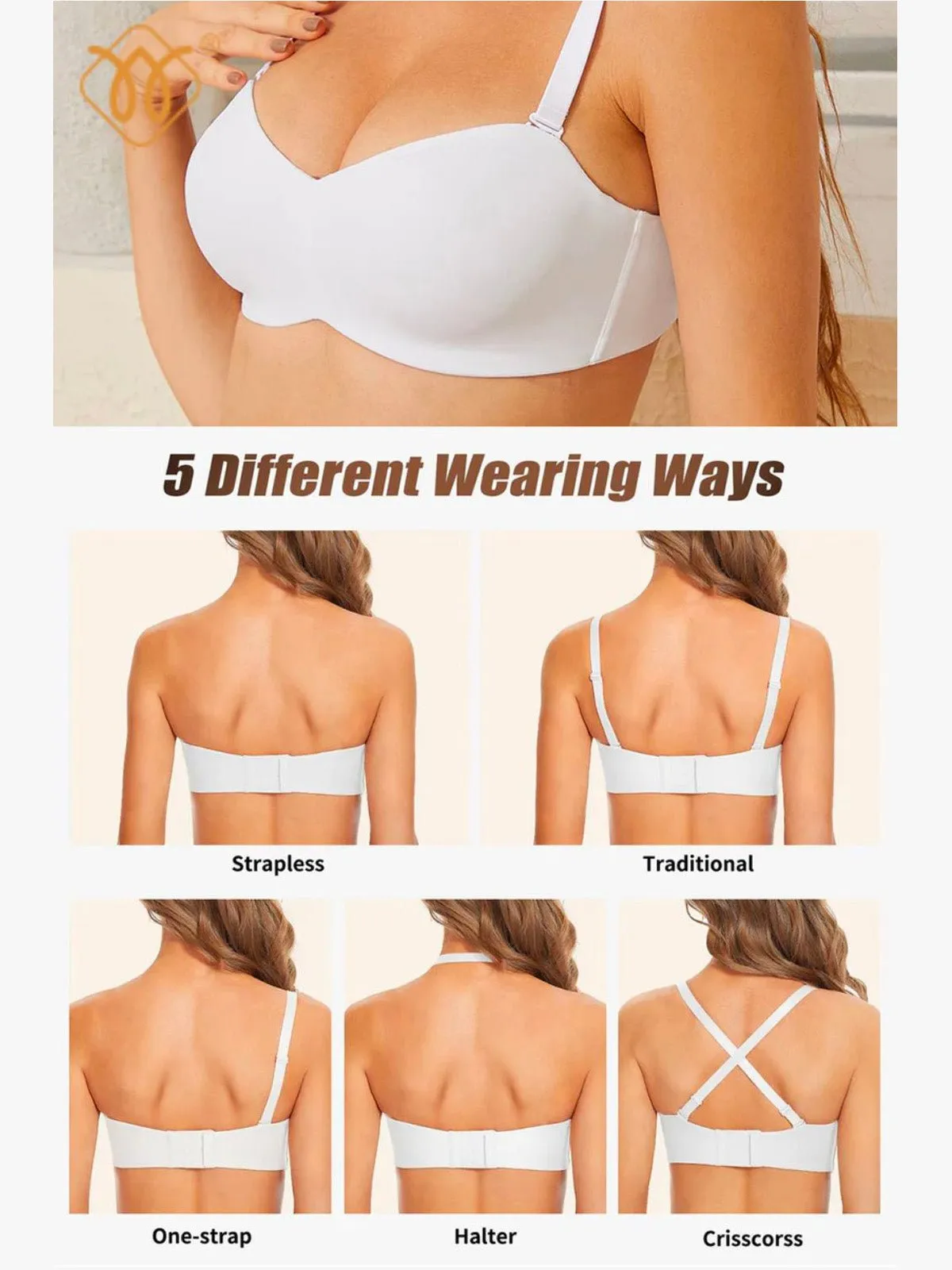 Full Figure Strapless Underwire Multiway Contour Bra White