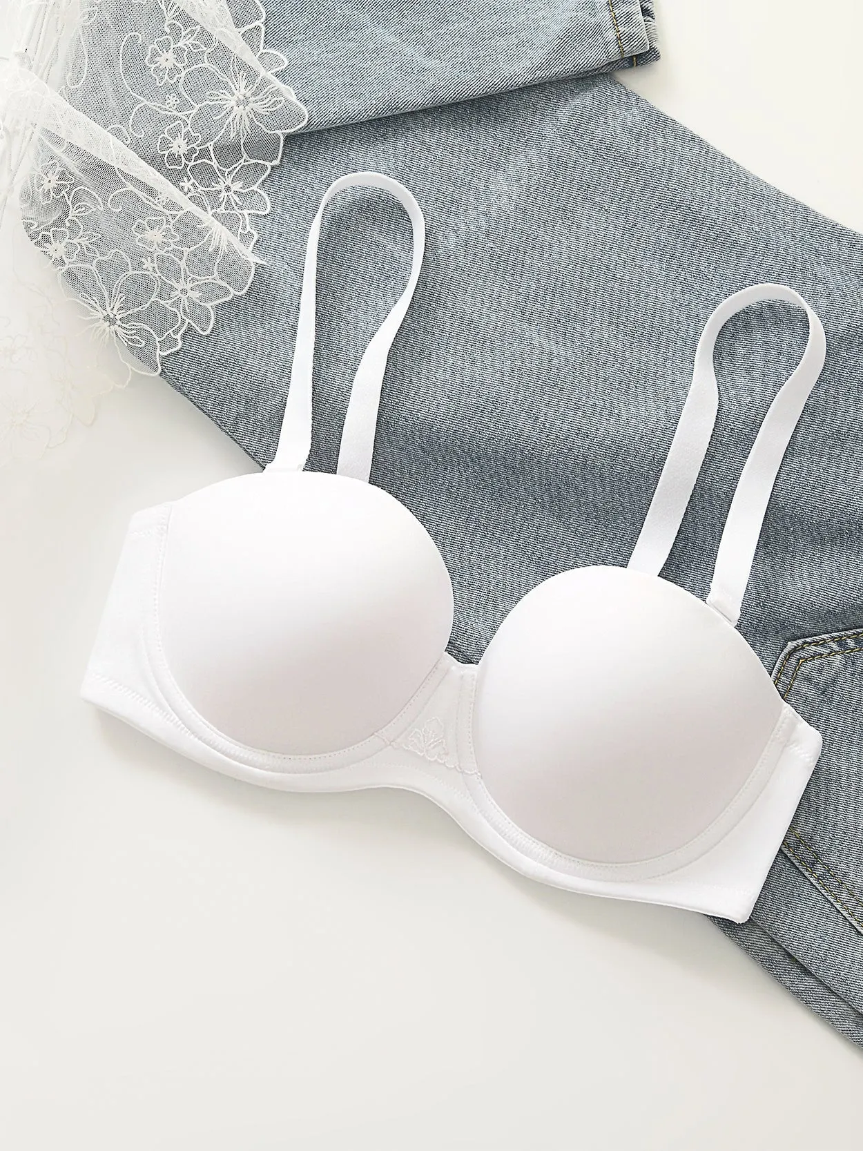 Full Figure Strapless Underwire Multiway Contour Bra White