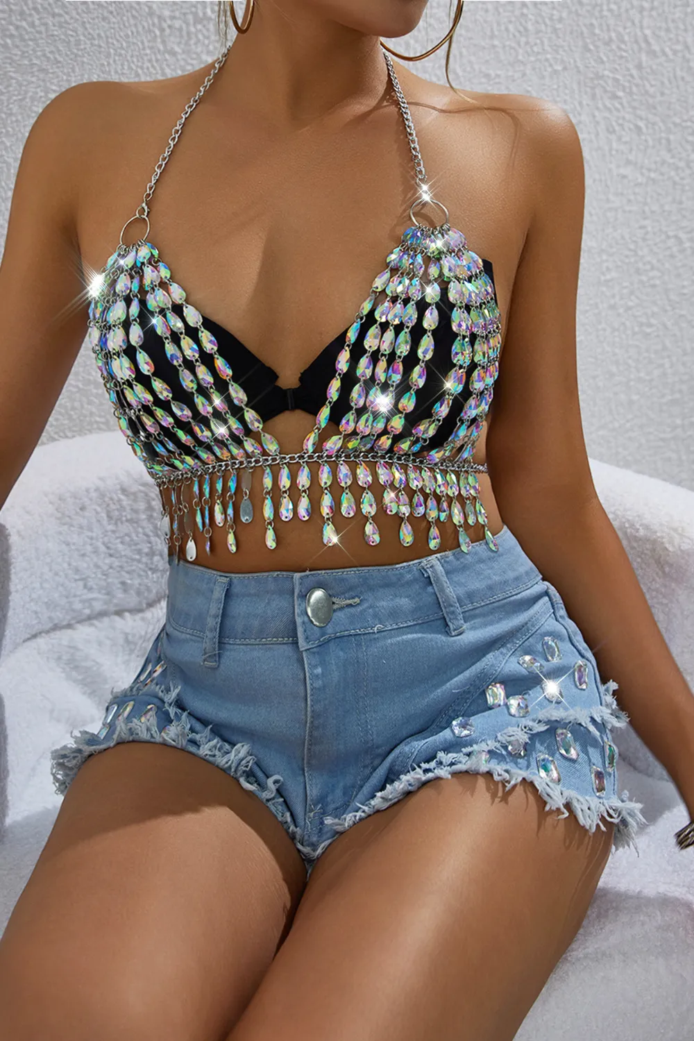 Gem Acrylic Halter Neck Top