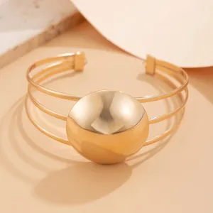 Geometric Minimalist Glossy Round Charm Arm Cuff
