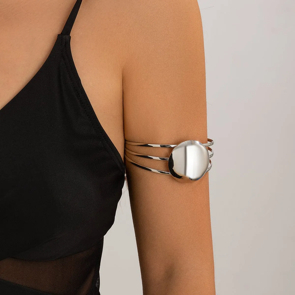 Geometric Minimalist Glossy Round Charm Arm Cuff