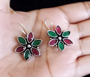 German Silver Simple Hook Earrings SB12 Multi