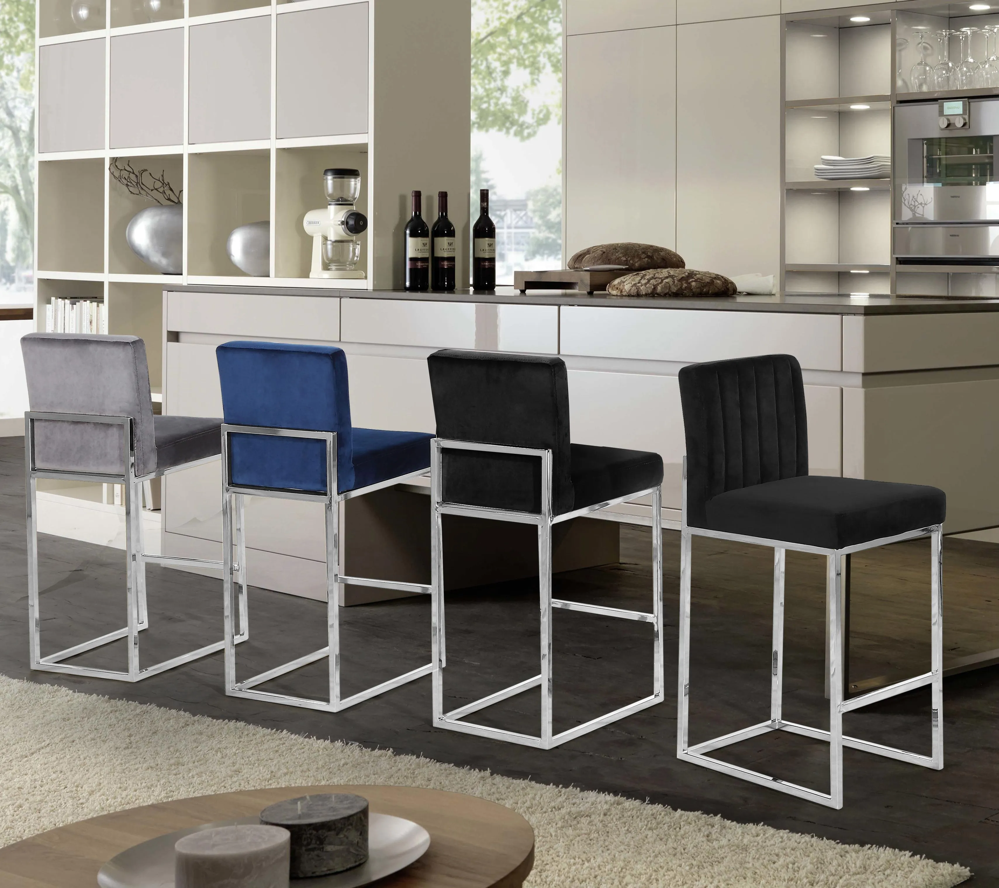 Giselle Black Velvet Stool
