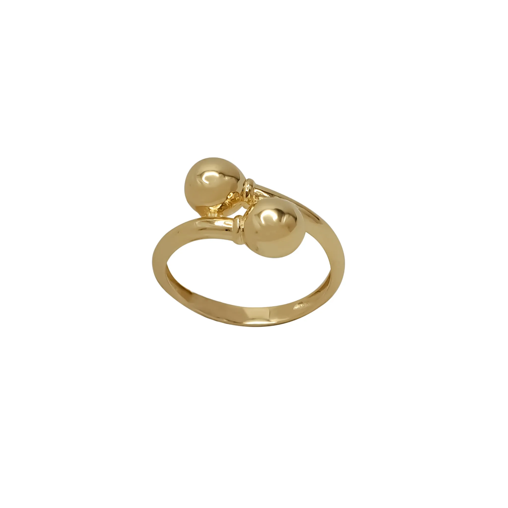 Glossy Bypass Beads Ring (14K)