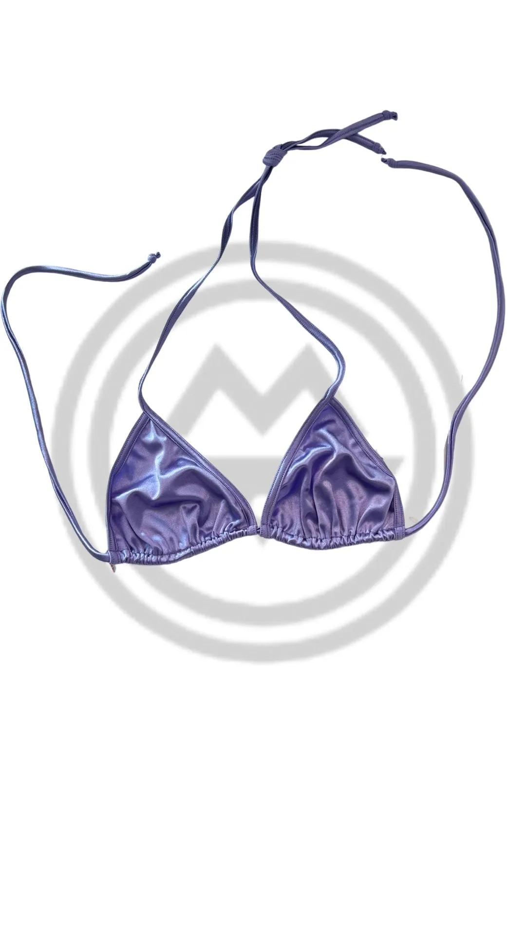 Glossy Satin Tie Triangle Top - Lavender