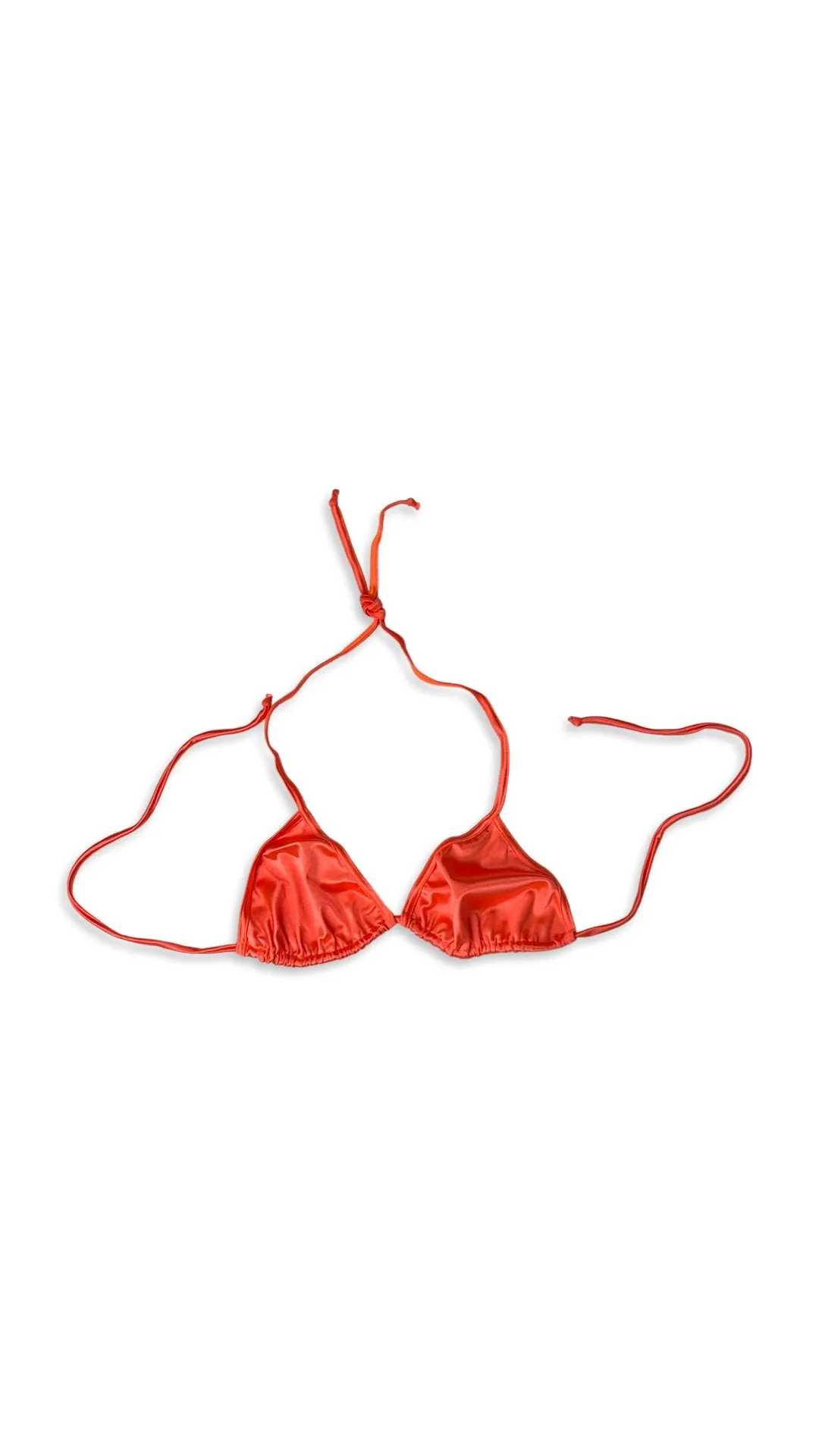 Glossy Satin Tie Triangle Top - Orange