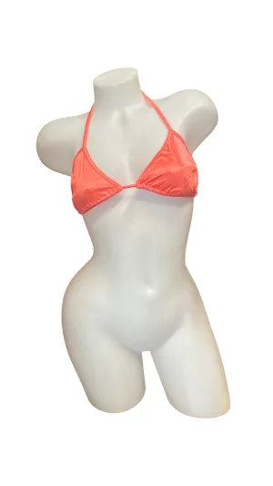 Glossy Satin Tie Triangle Top - Orange