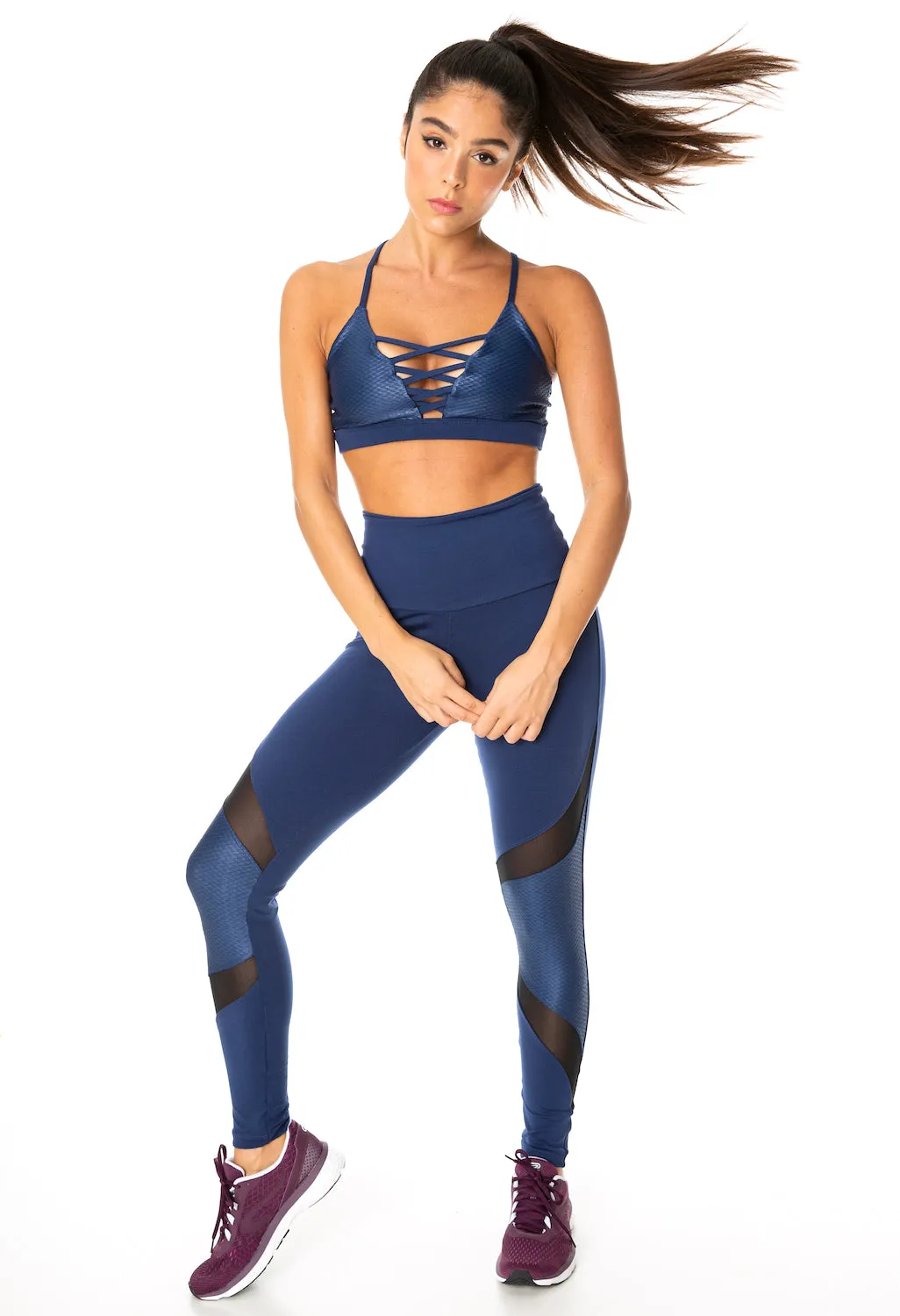 Glossy Strap Top - Navy