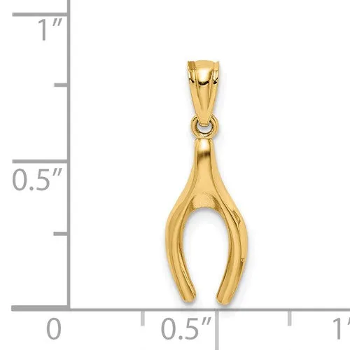 Glossy Wishbone Pendant (14K)